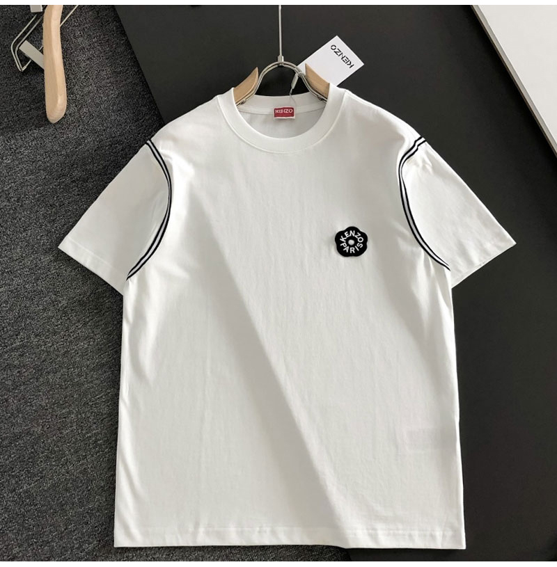 KENZO-07277 겐조 2026SS 봄/여름 최신 라운드넥 자수 패션 반팔 티셔츠