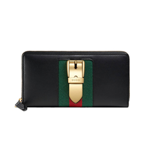 [스페셜오더]GUCCI-476083 1060 구찌 Sylvie 레더 집 어라운 월릿 블랙 