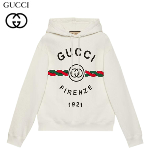 GUCCI-646953 9095 구찌 아이보리 코튼 Gucci Firenze 1921 후드 스웨트셔츠 남여공용