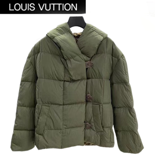 LOUIS VUITTON-09237 루이비통 카키 나일론 모노그램 디테일 패딩 여성용