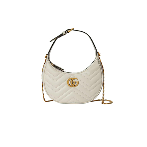 [스페셜오더]GUCCI-699514 9022 구찌 화이트 GG 마몽 하프문 쉐입 미니백