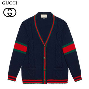 GUCCI-497037 4352 구찌 네이비 울 오버사이즈 케이블 니트 가디건