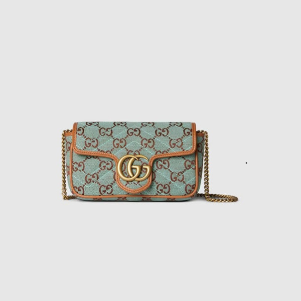 [스페셜오더]GUCCI-783141 구찌 페일 블루/브라운 GG 수퍼 미니 숄더백 16.5cm