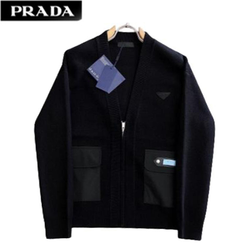 PRADA-030814 프라다 블랙 니트 코튼 가디건 남성용