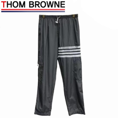 THOM BROWNE-032819 톰 브라운 그레이 스트라이프 장식 트레이닝 팬츠 남성용