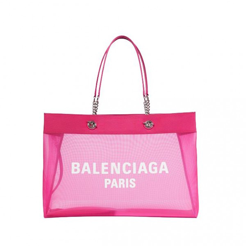 [스페셜오더]BALENCIAGA-741605 발렌시아가 푸시아/블랙 메시 DUTY FREE 라지 토트백