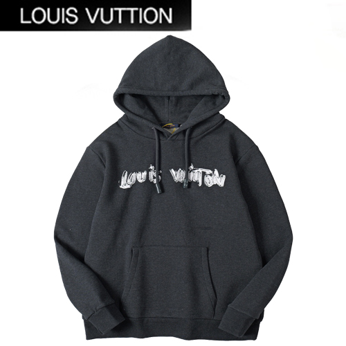 LOUIS VUITTON-010711 루이비통 다크 그레이 프린트 장식 후드 티셔츠 남여공용