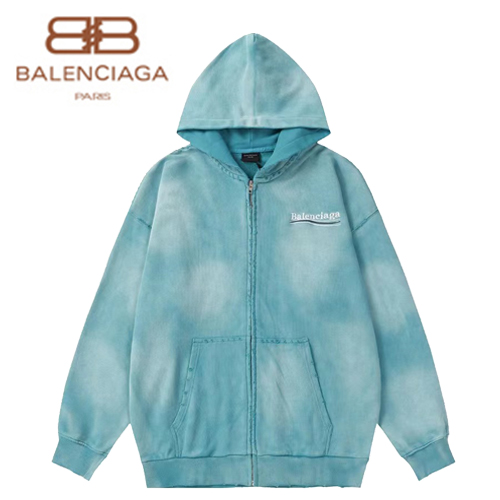 BALENCIAGA-09031 발렌시아가 블루 아플리케 장식 워싱 빈티지 후드 재킷 남여공용