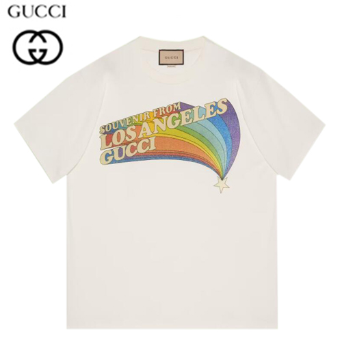 GUCCI-616036 9095 구찌 화이트 프린트 코튼 티셔츠 남여공용