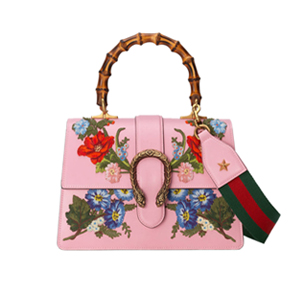 [스페셜오더]GUCCI-448075 8303 구찌 Dionysus embroidered 핑크 가죽 미디엄 밤부 탑 핸들 백 