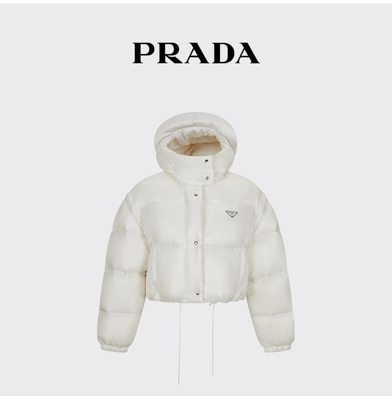 PRADA-112400 프라다 2025 가을/겨울 신상 여성용 후드 퀼팅 패딩 점퍼 화이트 여성용