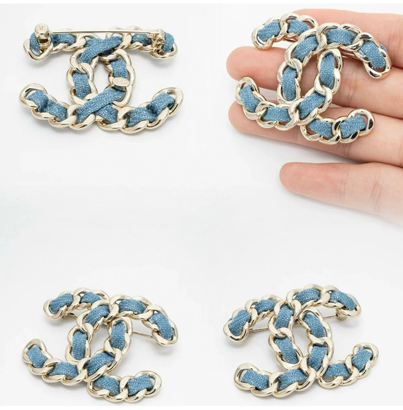 CHANEL-7655 샤넬 25 청데님 CC 메탈 브로치