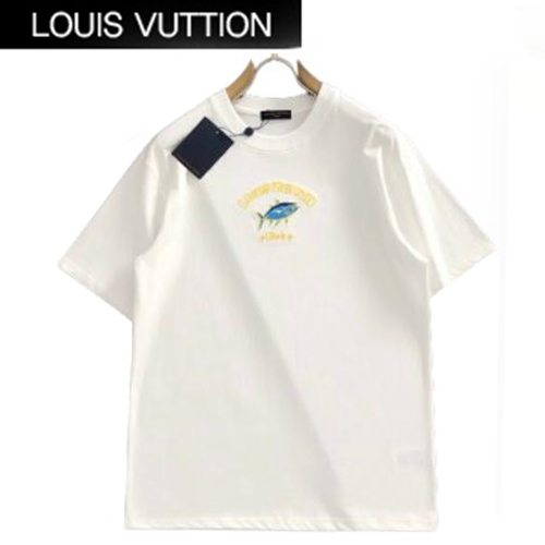 LOUIS VUITTON-05082 루이비통 화이트 아플리케 장식 티셔츠 남성용