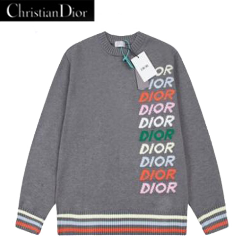 DIOR-01042 디올 그레이 스트라이프 장식 스웨터 남여공용