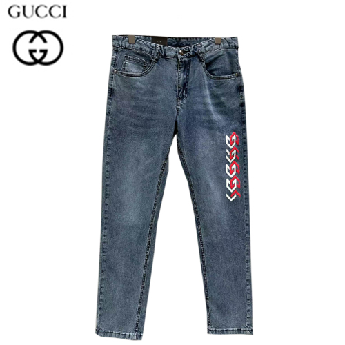 GUCCI-05253 구찌 블루 프린트 장식 청바지 남성용