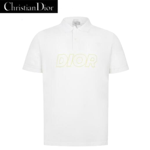 DIOR-06013 디올 화이트 DIOR 아플리케 장식 폴로 티셔츠 남성용