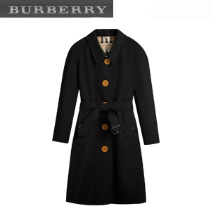 [스페셜오더]BURBERRY-40556961버버리 레진 버튼 코튼 개버딘 블랙 트렌치코트 여성용