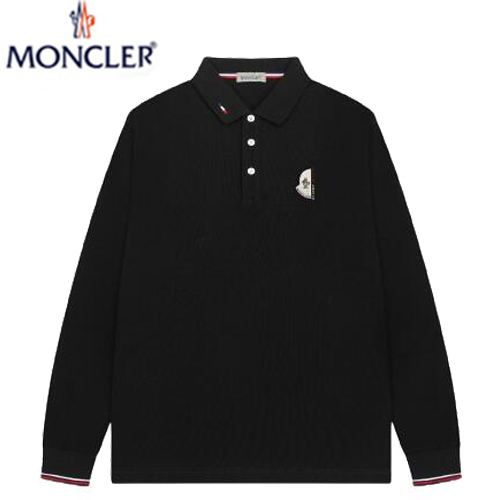 MONCLER-03124 몽클레어 블랙 코튼 긴팔 폴로 티셔츠 남성용