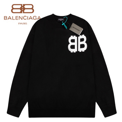 BALENCIAGA-01044 발렌시아가 블랙 BB 프린트 장식 스웨터 남성용