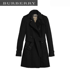 [스페셜오더]BURBERRY-39004591 버버리 켄징턴 블랙 미드 렝스 헤리티지 트렌치코트 여성용