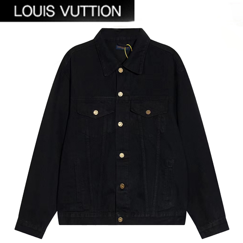 LOUIS VUITTON-08096 루이비통 블랙 프린트 장식 데님 셔츠 남여공용