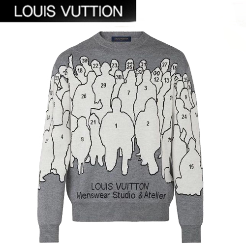 LOUIS VUITTON-1AAHFA 루이비통 그레이 스튜디오 자카드 크루넥 남여공용