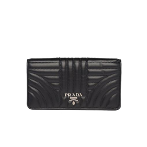 [스페셜오더]PRADA-1ZH044 프라다 송아지 가죽 메탈 레터링 로고 블랙 스마트폰 케이스