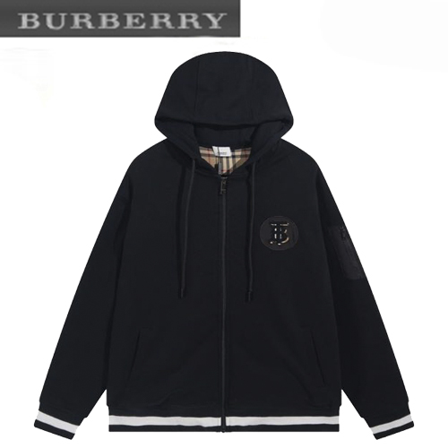 BURBERRY-09177 버버리 블랙 TB 로고 아플리케 장식 후드 재킷 남성용