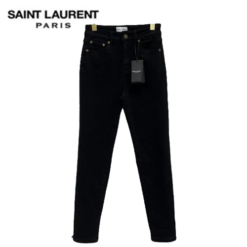 SAINT LAURENT-12167 생 로랑 블랙 YSL 아플리케 장식 청바지 여성용