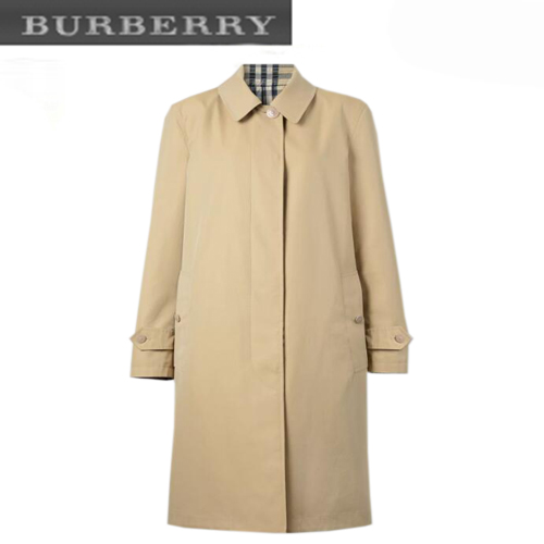 BURBERRY-80288681 버버리 허니 리버시블 코튼 리사이클 폴리에스테르 카 코트