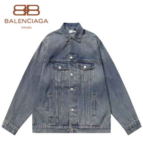 BALENCIAGA-08067 발렌시아가 블루 아플리케 장식 데님 셔츠 남성용