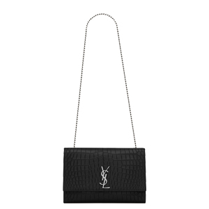 [스페셜오더]SAINT LAURENT-446752 생 로랑 크로커다일 무늬가 새겨진 블랙 가죽 소재의 클래식 라지 케이트 모노그램 사첼 백 여성용 